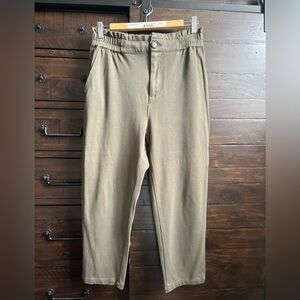 Zara Green Chinos Relaxed Fit Cotton Blend